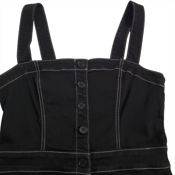 Reformation Roxanna Denim Dress 6 Black Button Down Straps Pockets - Picture 6 of 14